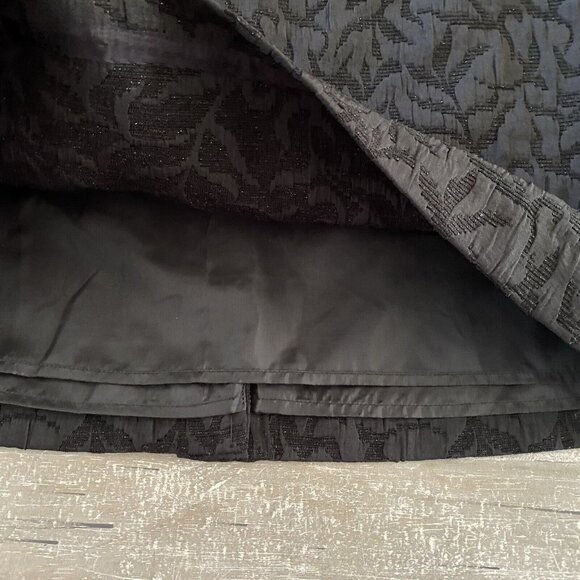 Coldwater Creek Jacquard Pencil Skirt P12 Black Textured Lined Glitter New Slit - Picture 3 of 11
